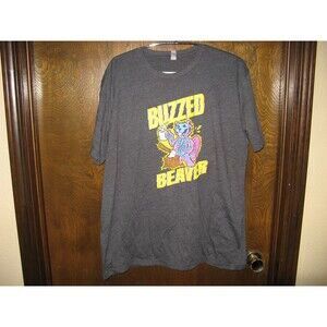 Mens Morning Wood Coffee It Hits you Hard Buzzed Beaver Graphic T-Shirt Size XL